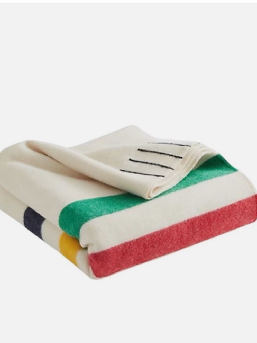 Hudson's Bay Classic Striped Wool Point Blanket Queen White, Red, Navy & Yellow - Picture 3 of 3